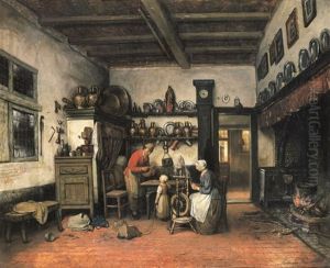 Huiselijk Tafereel by Henri de Braekeleer