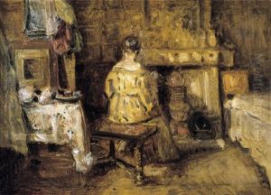 Zittende Vrouw In Een Interieur by Henri de Braekeleer
