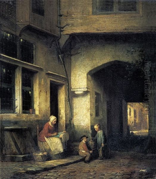Kantklosster In Een Steeg Met Spelende Kinderen - view 1