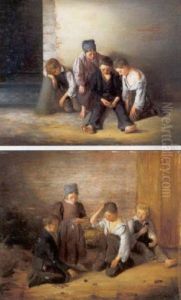 Het Teerlingspel by Henri de Braekeleer