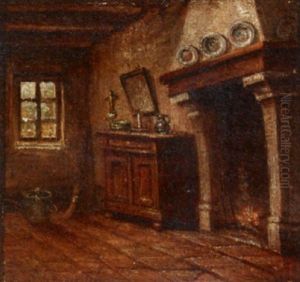 Interior With A Fireplace by Henri de Braekeleer