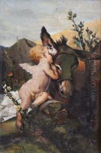 Angelot Parlant A L'ane by Anton Braith
