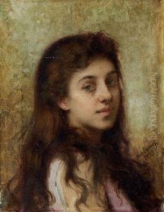 Portrait De Jeune Fille by Alexei Alexeivich Harlamoff