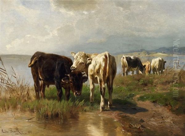 Jungvieh Am Wasser by Anton Braith