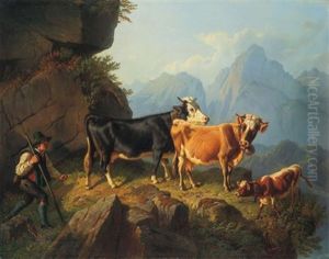 Auf Dem Weg Zur Alm by Anton Braith