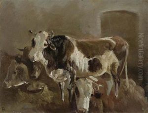 Im Kuhstall by Anton Braith