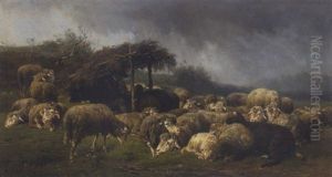 Im Regenschauer by Anton Braith