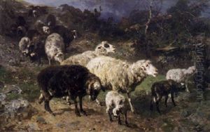 Heimziehende Schafherde by Anton Braith