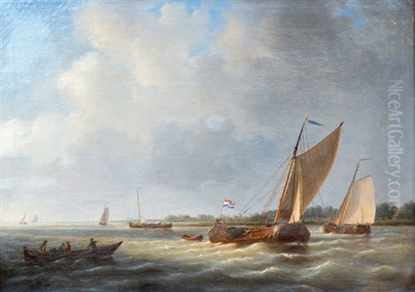 Sailing Vessels On A Dutch River - view 1