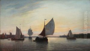 Luminous Sunrise In The Harbor by Simon Van Brakel