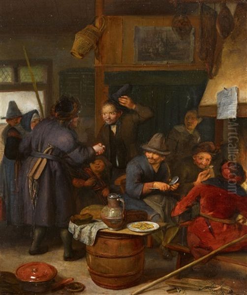 Rustic Company With Mother And Child Kitchen Scene With Peasants Eating - view 1