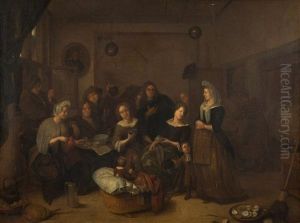 Le Moment Du Cafe Apres La Degustation Des Huitres by Richard Brakenburg