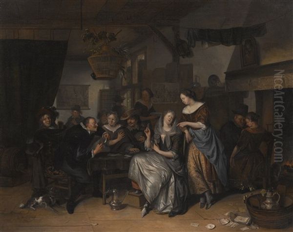 A Tavern Interior With Card Players - view 1