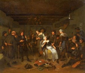 Merry Company In An Interior by Richard Brakenburg