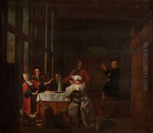 Scene De Repas Dans Un Interieur by Richard Brakenburg