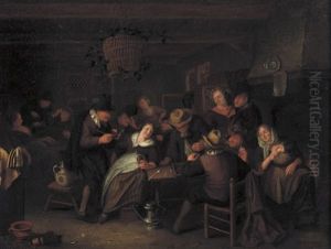 Peasants Making Merry In An Interior by Richard Brakenburg
