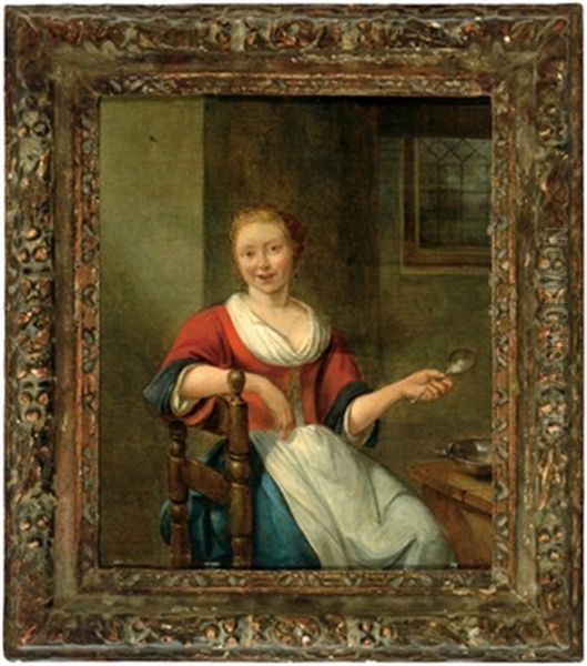 Eine Junge Frau Beim Mahl - view 1