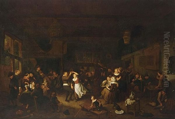 A Peasant Feast In An Inn, With A Couple Dancing And Other Peasants Drinking, Eating And Playing Music Together With Children - view 1