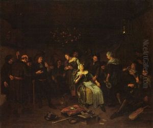 A Tavern Interior With Figures Making Merry by Richard Brakenburg