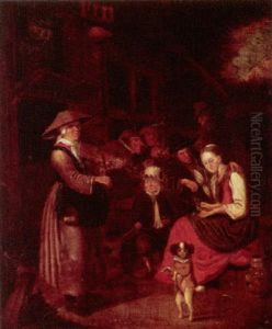 Peasants Merrymaking Outside An Inn by Richard Brakenburg