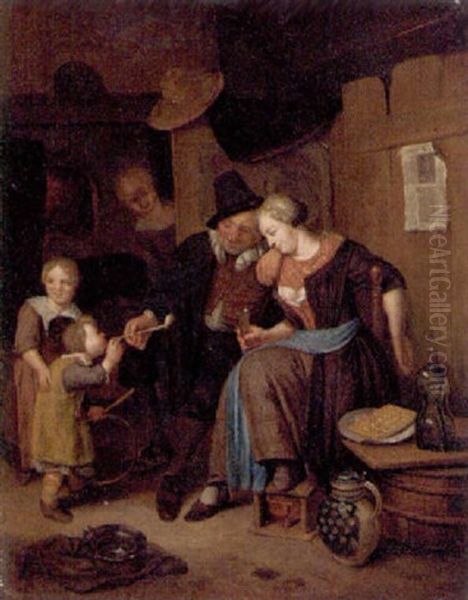 An Interior Scene With A Couple And Children - view 1