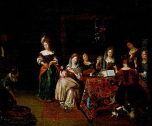 Um Einen Tisch Versammelte Damen by Richard Brakenburg