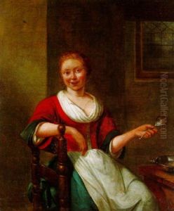 Frau Mit Loffel Im Interieur
