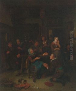 Merry Company In A Tavern Interior by Richard Brakenburg