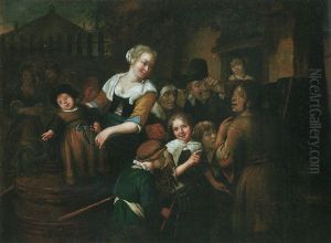 A Crowd Watching An Entertainer In A Village A Crowd Watching An Entertainer In A Village