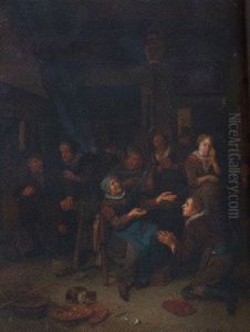 Merry Company In A Tavern Interior by Richard Brakenburg