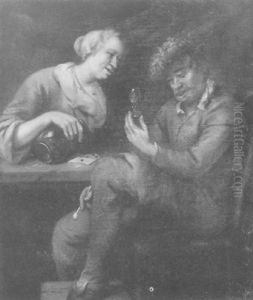 Couple De Joueurs De Cartes Dans Une Taverne by Richard Brakenburg