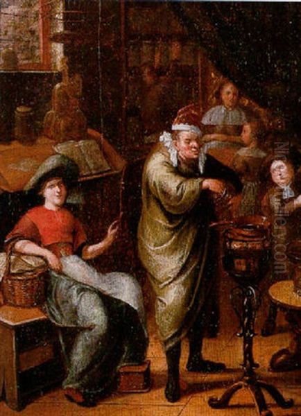 The Interior Of An Apothecary With A Pharmacist Mixing A Remedy - view 1