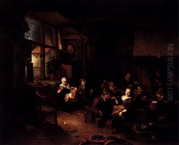 A Tavern Interior With Figures Drinking - view 1