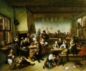 Maire D'ecole Reprimandant Un Eleve Tandis Que Le Reste De La Classe A Cesse De Lire Et D'ecrire Pour Regarder Deux Enfants Se Disputant by Richard Brakenburg