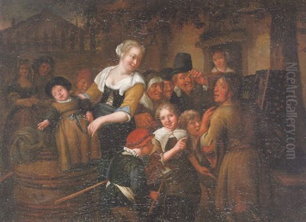 Figures Gathered Round A Travelling Sideshow - view 1