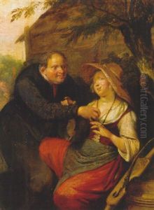 Touch: A Peasant Courting A Milk Maid In A Farmyard By A Haystack