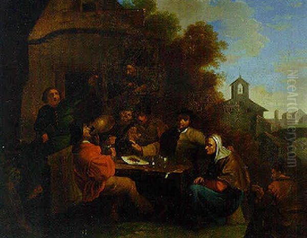 Peasants Seated At A Table Before An Inn - view 1