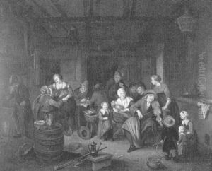 Peasants In An Interior by Richard Brakenburg