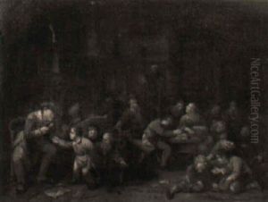 A Teacher Punishing A Boy In A Schoolclass With Pupils Playing Marbles by Richard Brakenburg