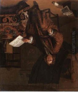 Portrait Of A Scholar Seated In His Study by Richard Brakenburg