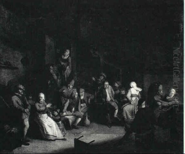 Interior With Peasants By A Hearth Making Merry - view 1