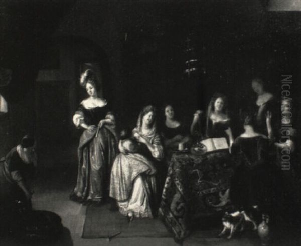A Bourgeois Interior With Ladies Making Music - view 1