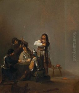 Soldiers Playing Cards by Leonard Bramer