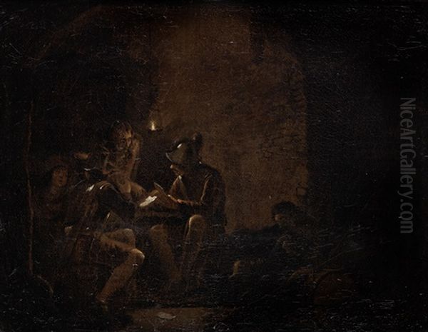 Soldiers In A Candlelit Interior - view 1