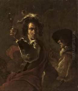 Two Soldiers Drinking And Smoking