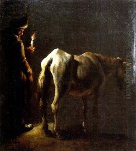 Nachtliche Szene Mit Mann Und Schimmel
