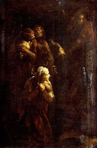 Figuren In Nachtlicher Beleuchtung by Leonard Bramer