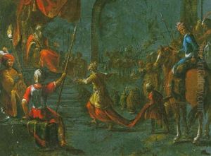 La Reine De Saba Devant Le Roi Salomon by Leonard Bramer