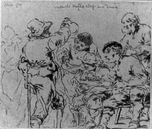 A Group Of Drinking And Smoking Cripples by Leonard Bramer