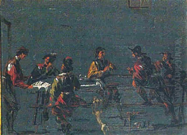 Figures Seated Around A Table In An Interior - view 1
